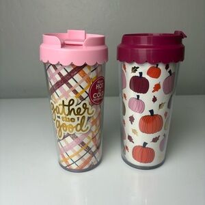 Packed Party bundle of 2 fall autumn pumpkin coffee tumbler cups 16 FL OZ NEW